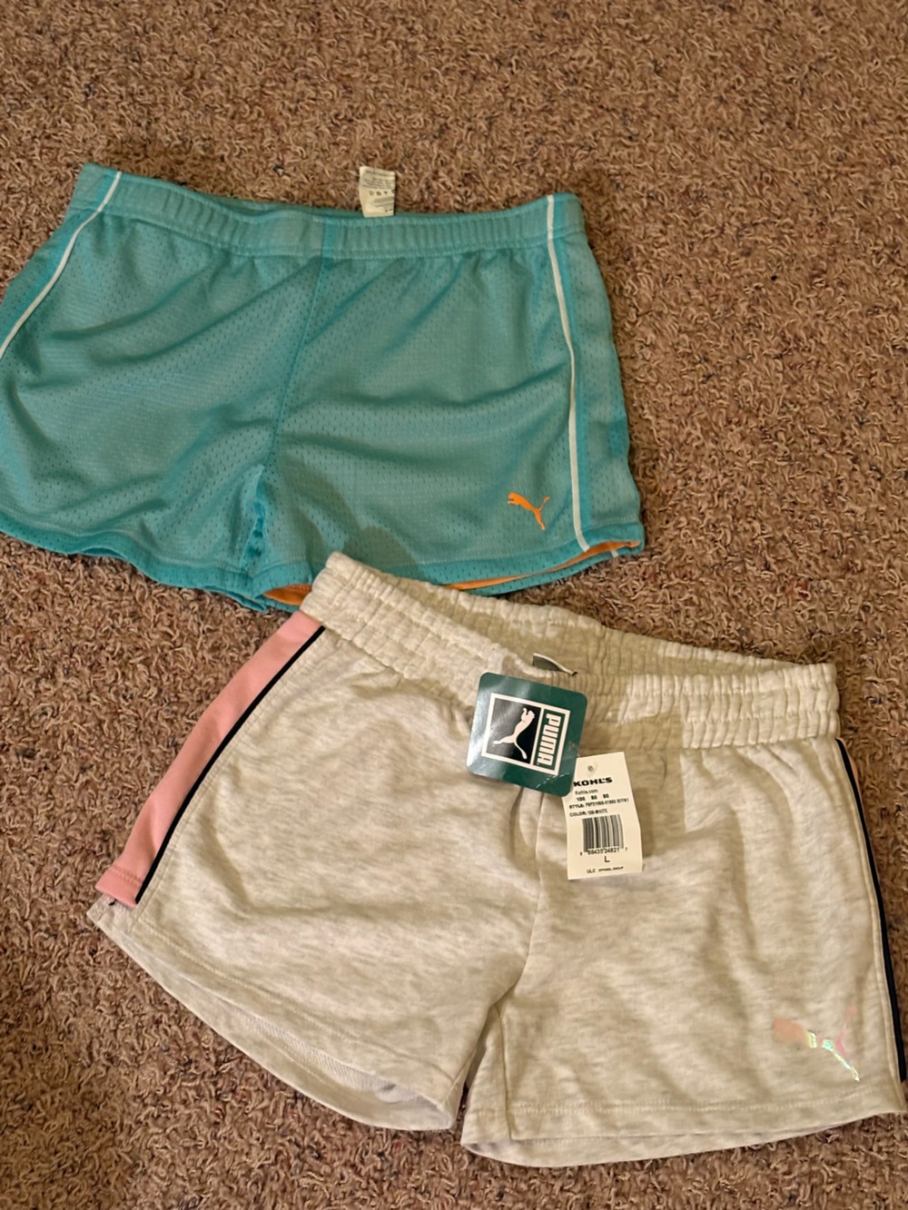 Puma Girl’s Teal & Light Gray Athletic Shorts Pair